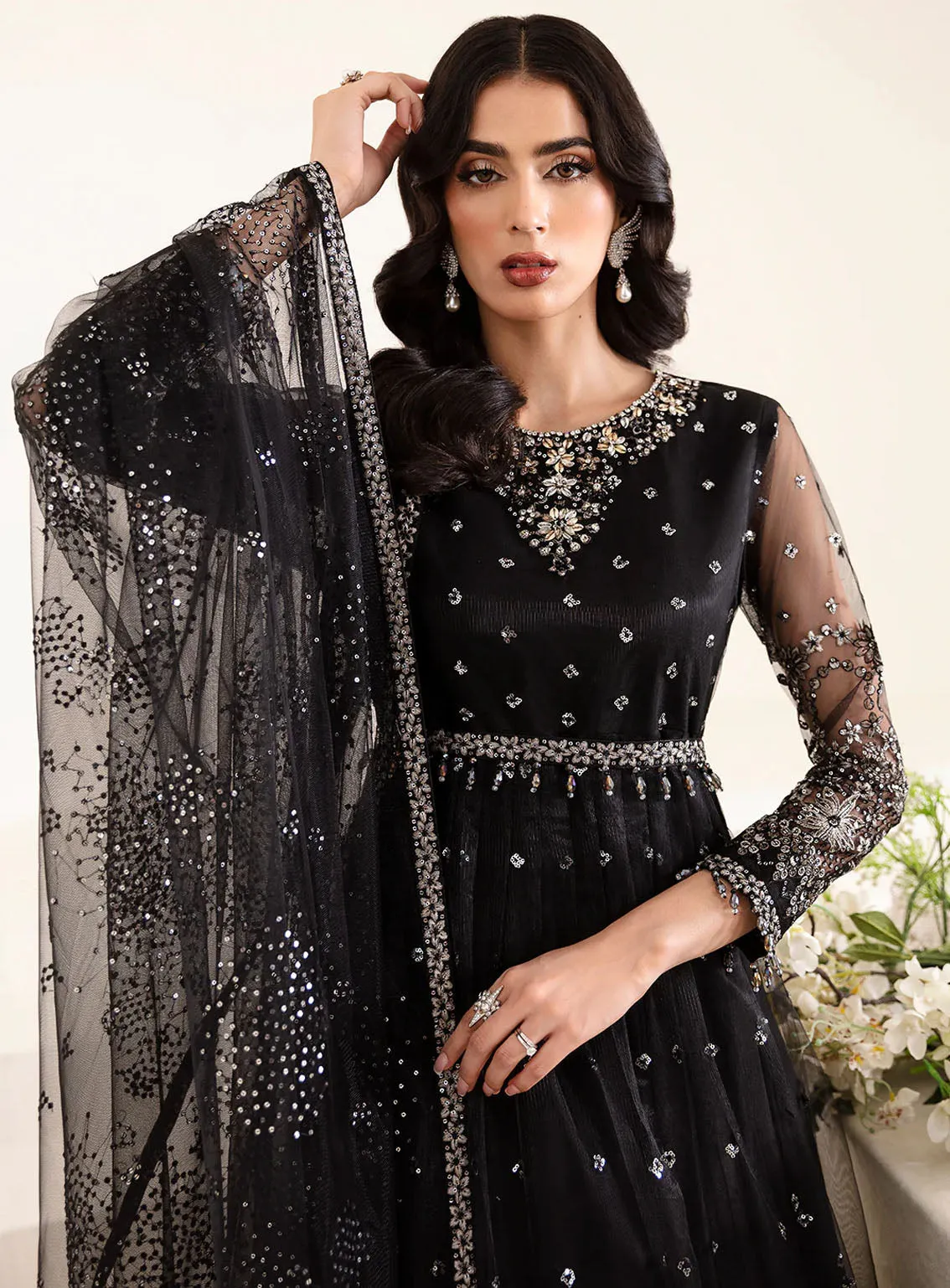 Reena By Alizeh Handcrafted Wedding Edit Net 3 Piece Unstitched Suit ALZ24R AF-HM-4017 LUCENT