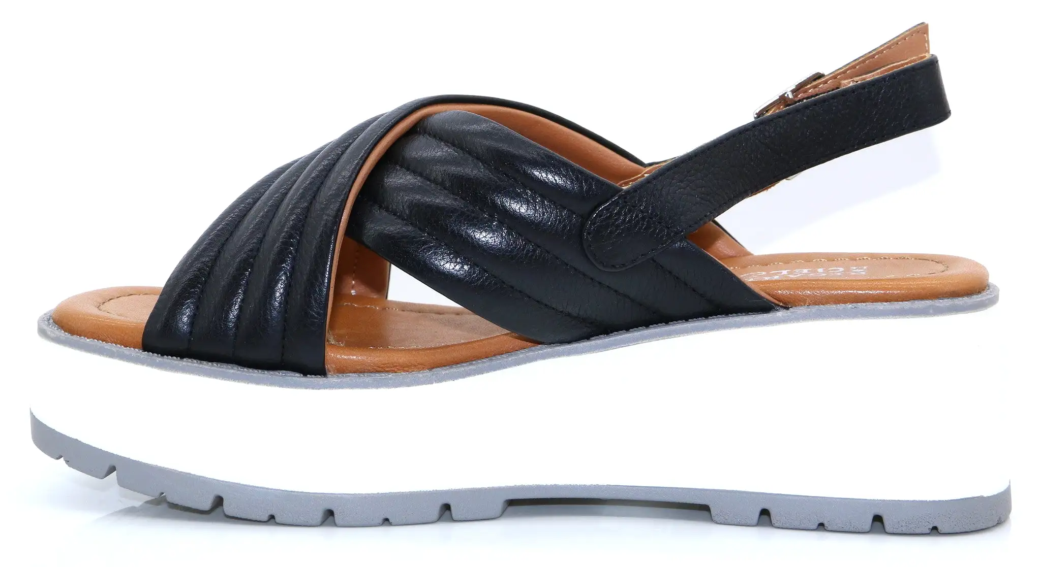 Regarde Le Ciel Black Leather Platform Sandal