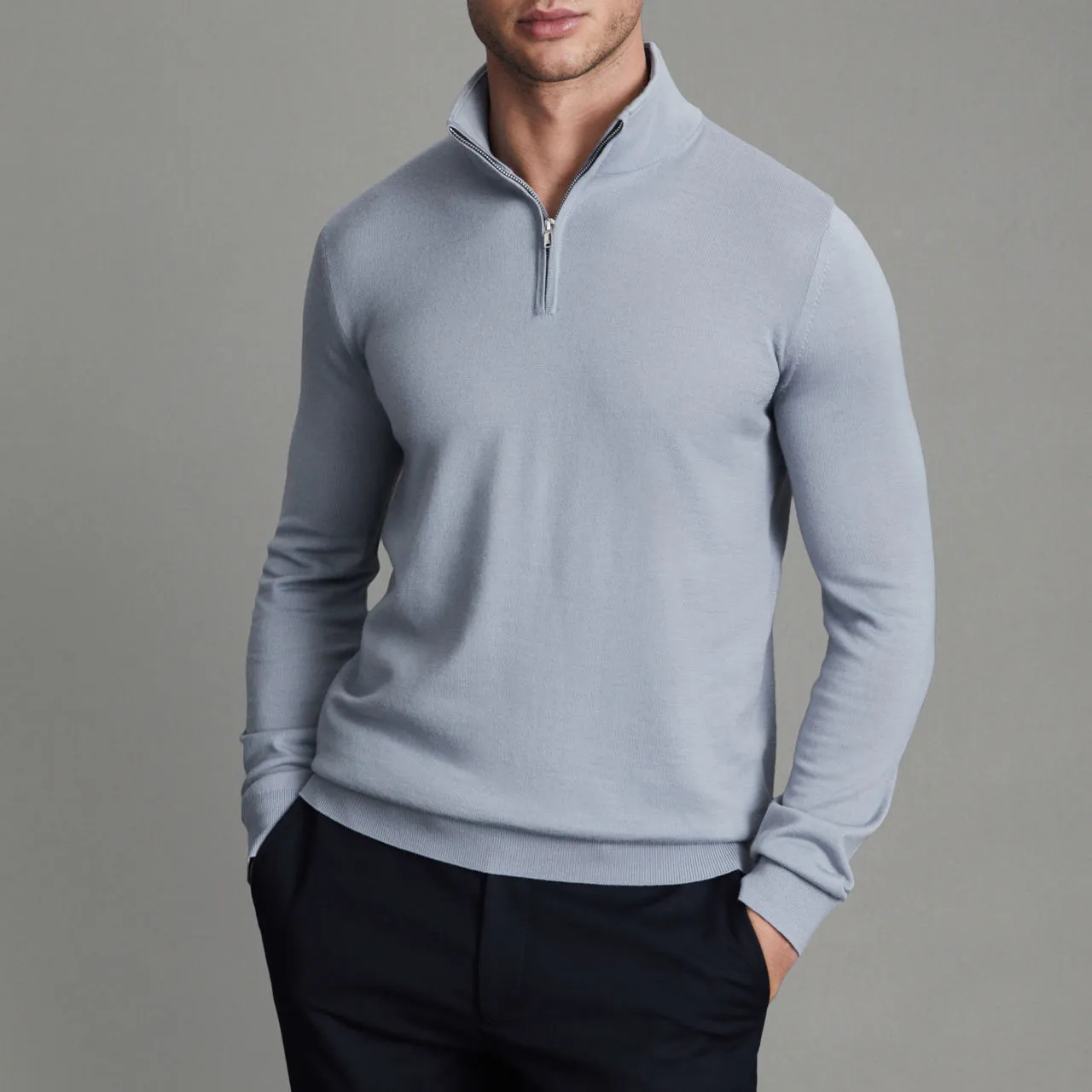 REISS Blackhall Half-Zip Sweater - Blue