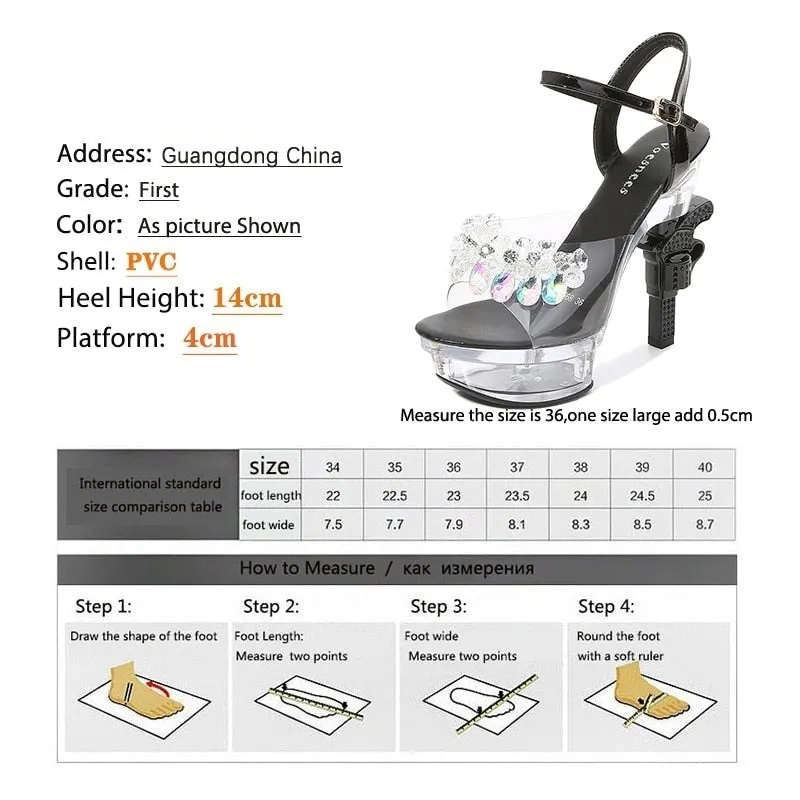 Rhinestones LED Glowing Sexy Platforms Ultra-Heeled Pistol Pumps for Women