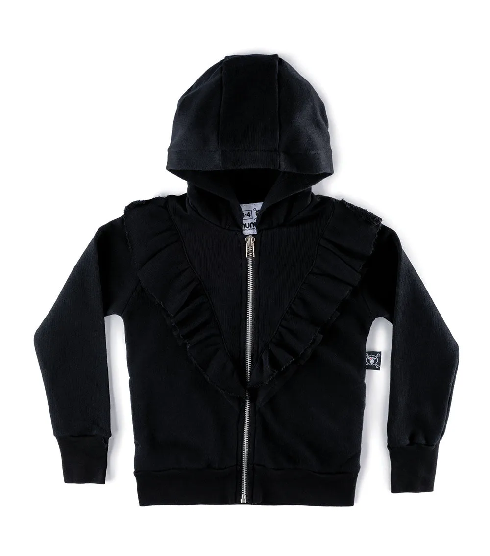 ruffled zip hoodie