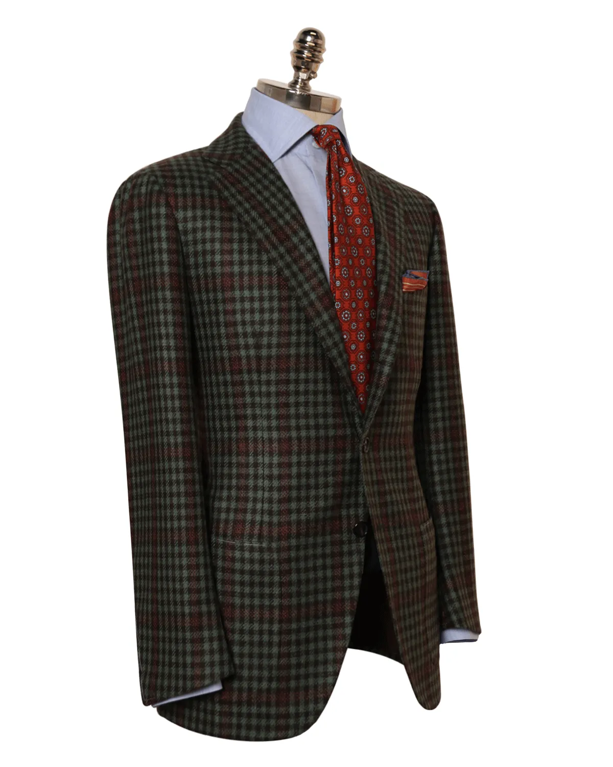 Sage and Brown Check Cashmere Sportcoat