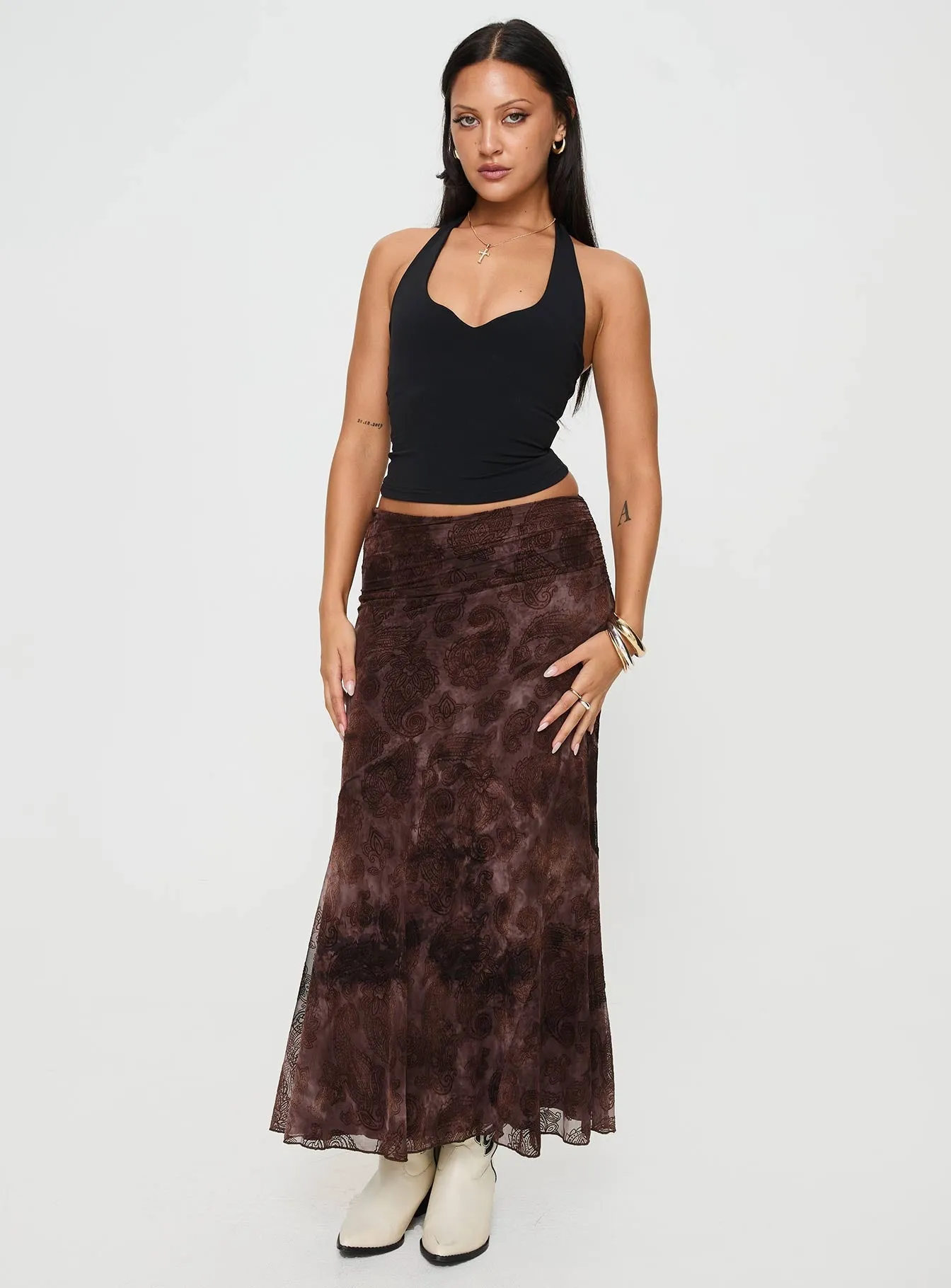 Sanderi Maxi Skirt Brown Multi