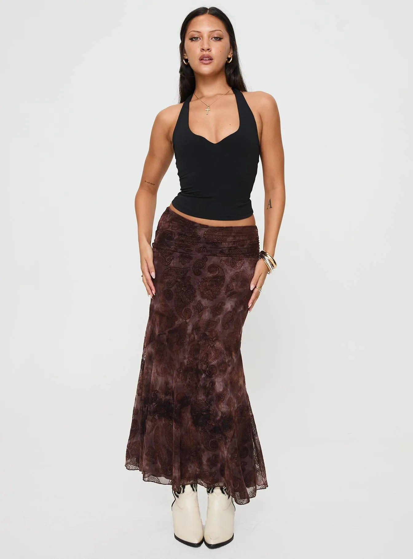 Sanderi Maxi Skirt Brown Multi