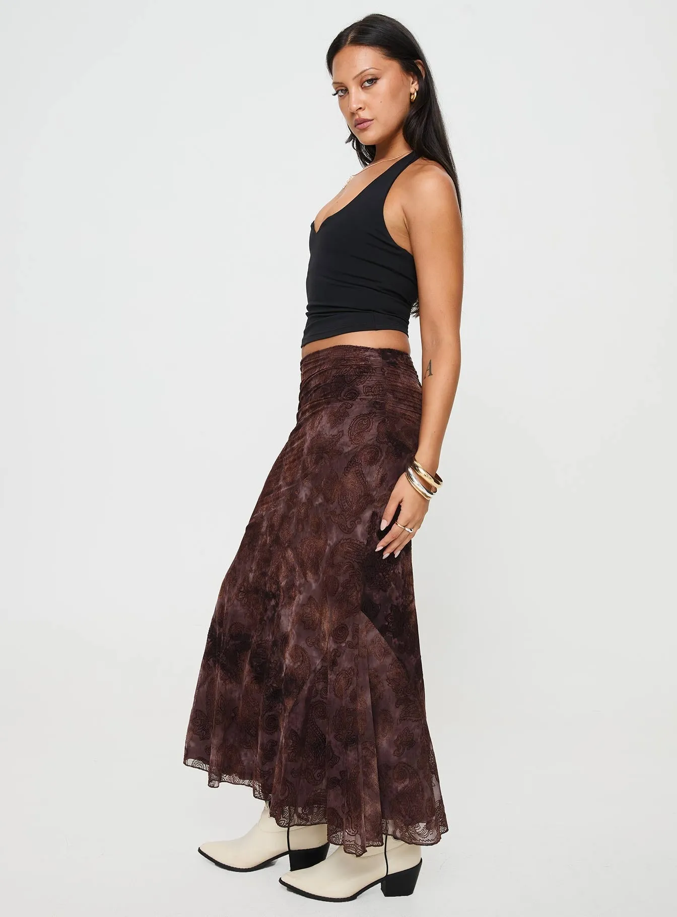 Sanderi Maxi Skirt Brown Multi