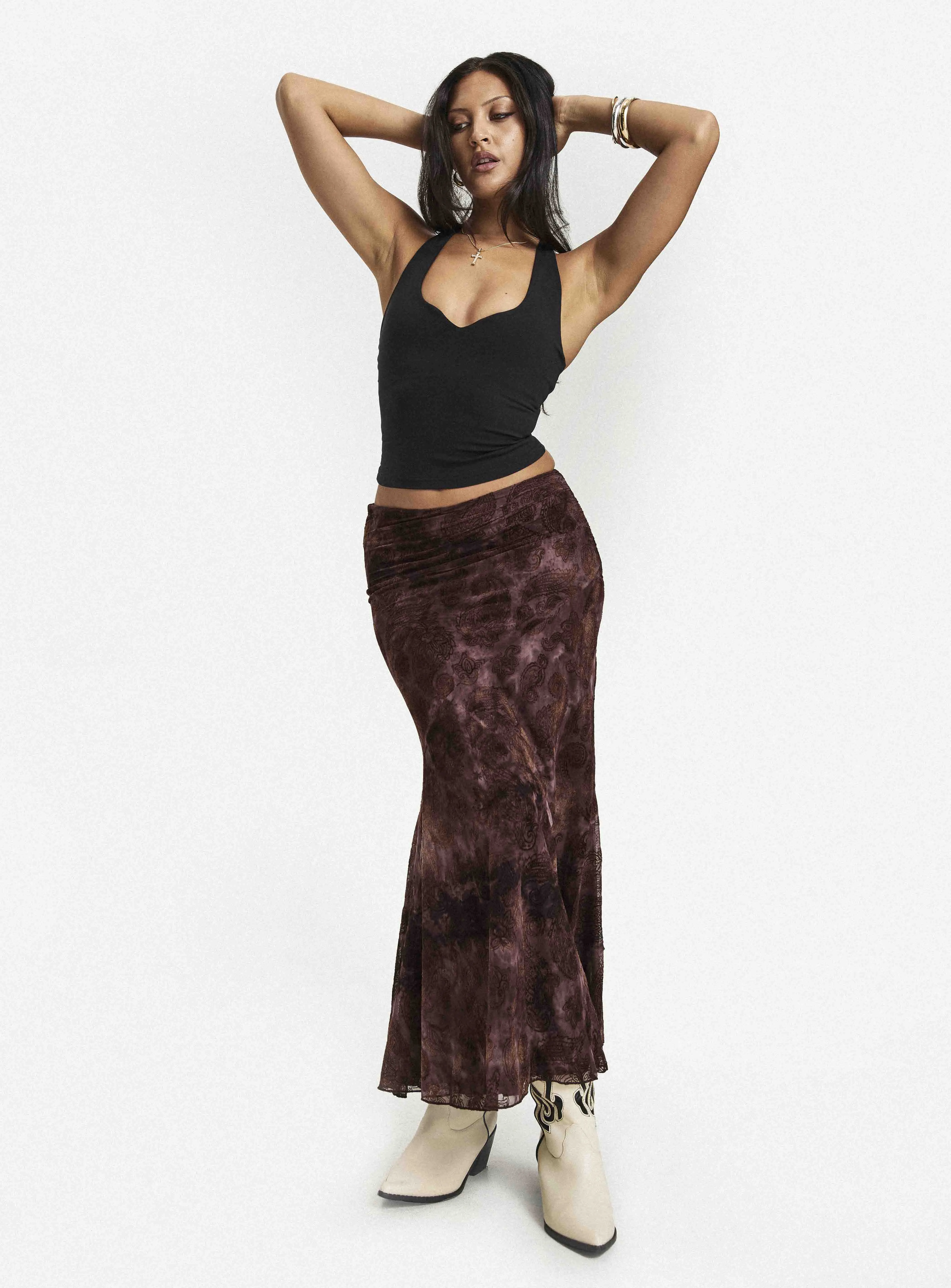 Sanderi Maxi Skirt Brown Multi