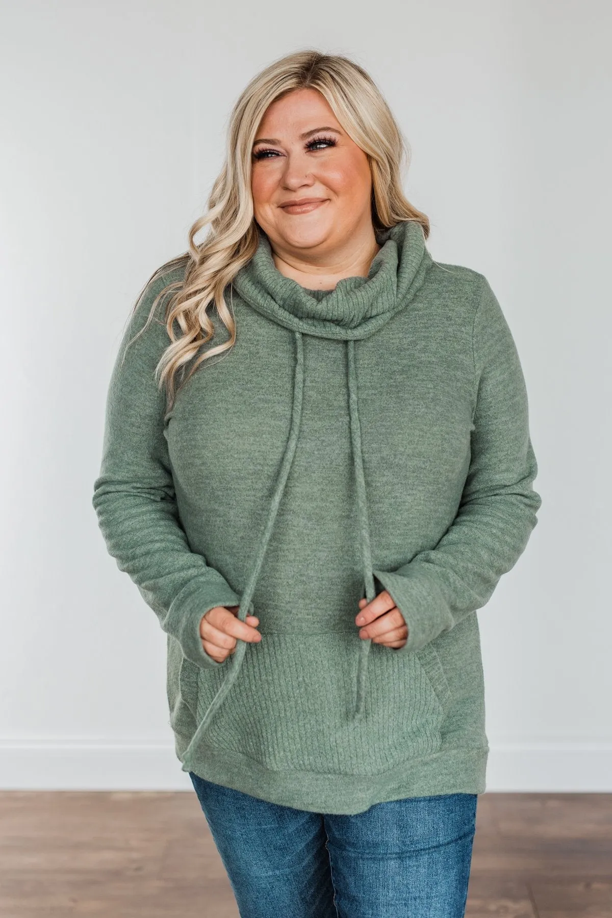 Searching For You Cowl Neck Top- Sage