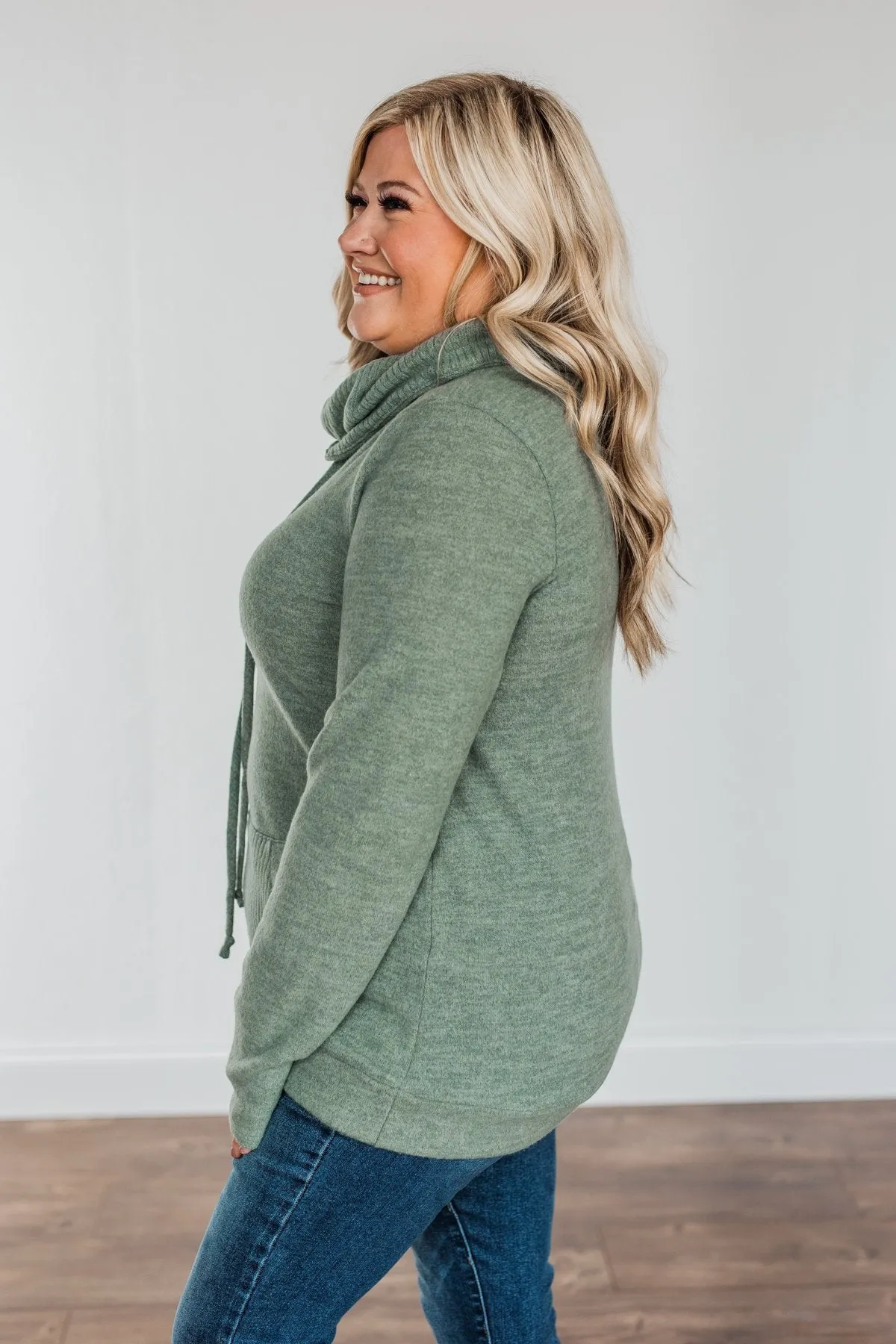 Searching For You Cowl Neck Top- Sage