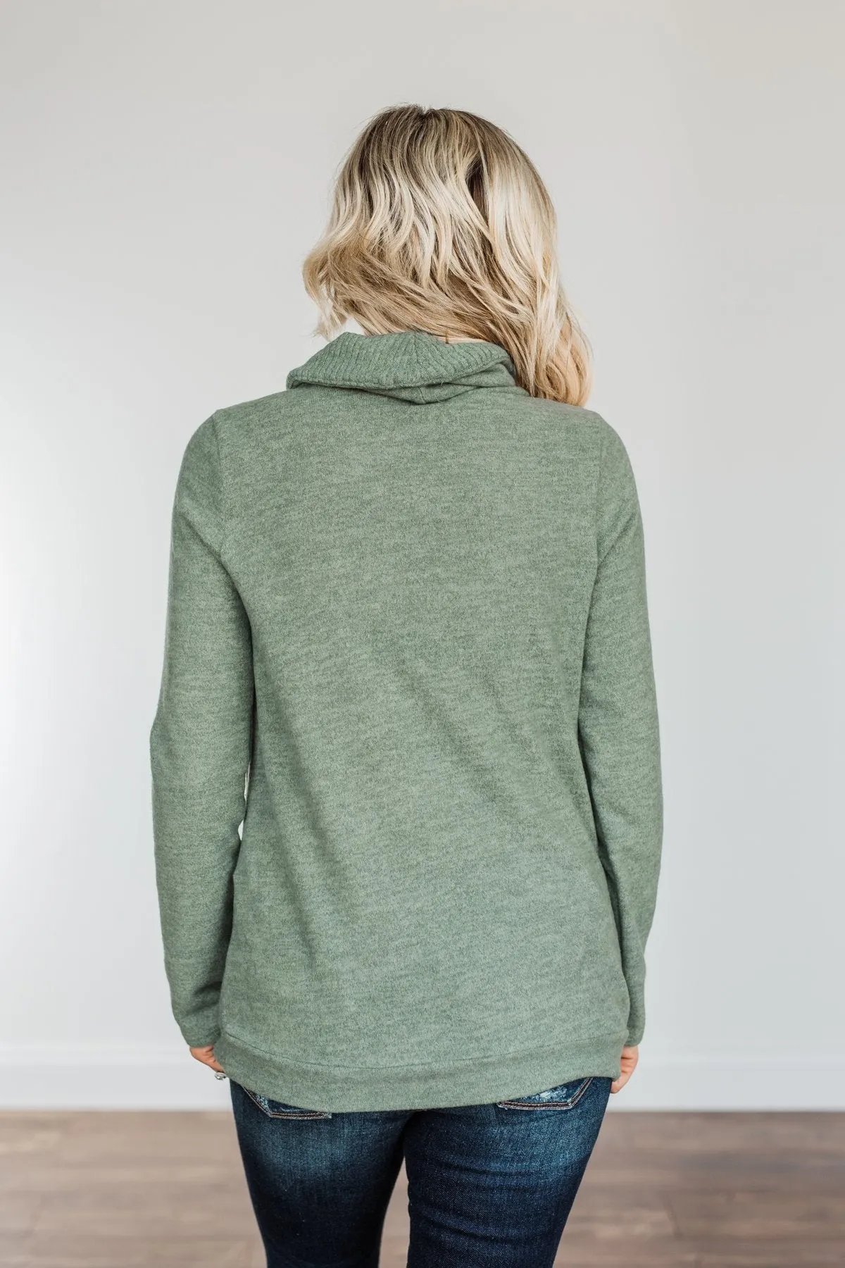 Searching For You Cowl Neck Top- Sage