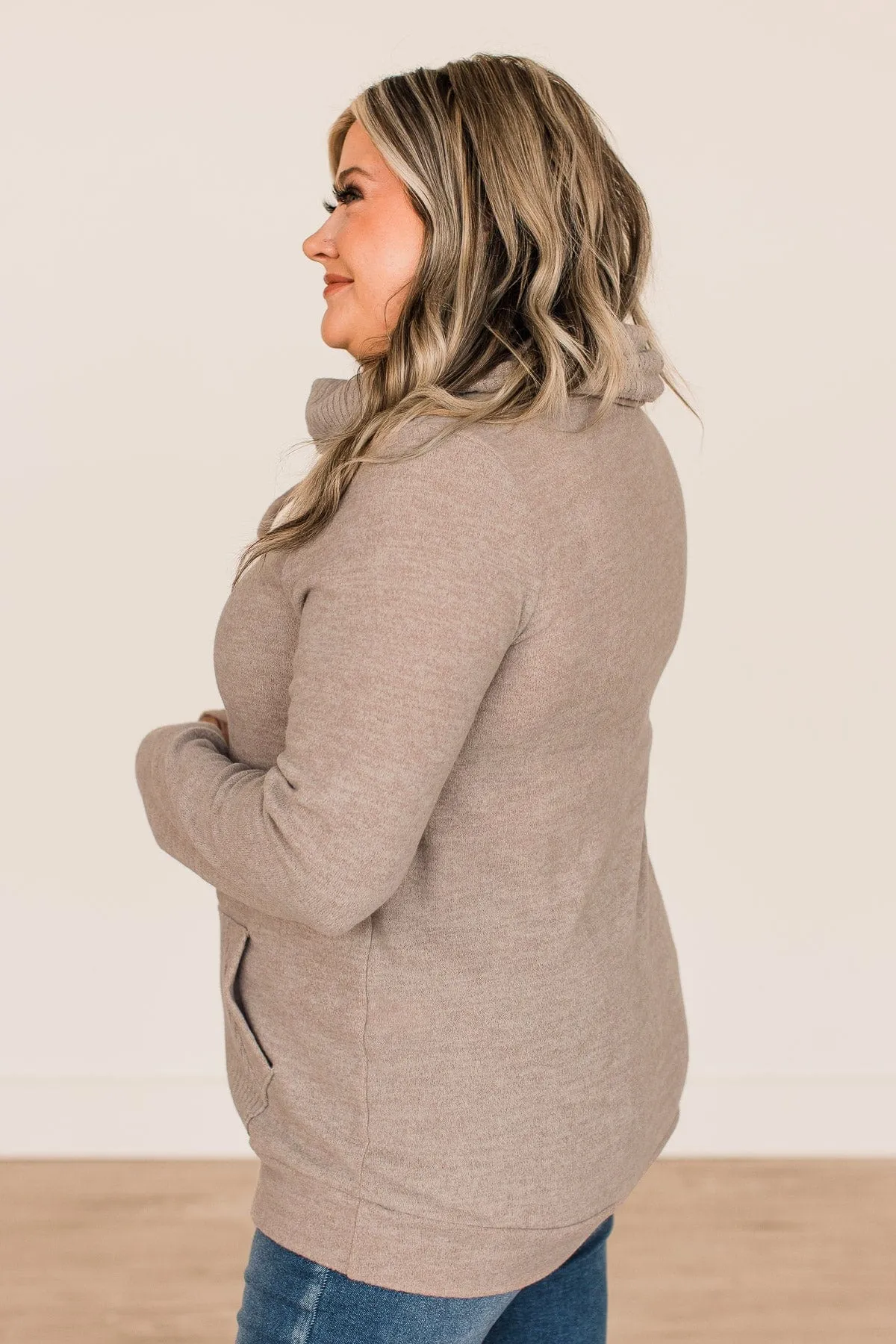 Searching For You Cowl Neck Top- Taupe