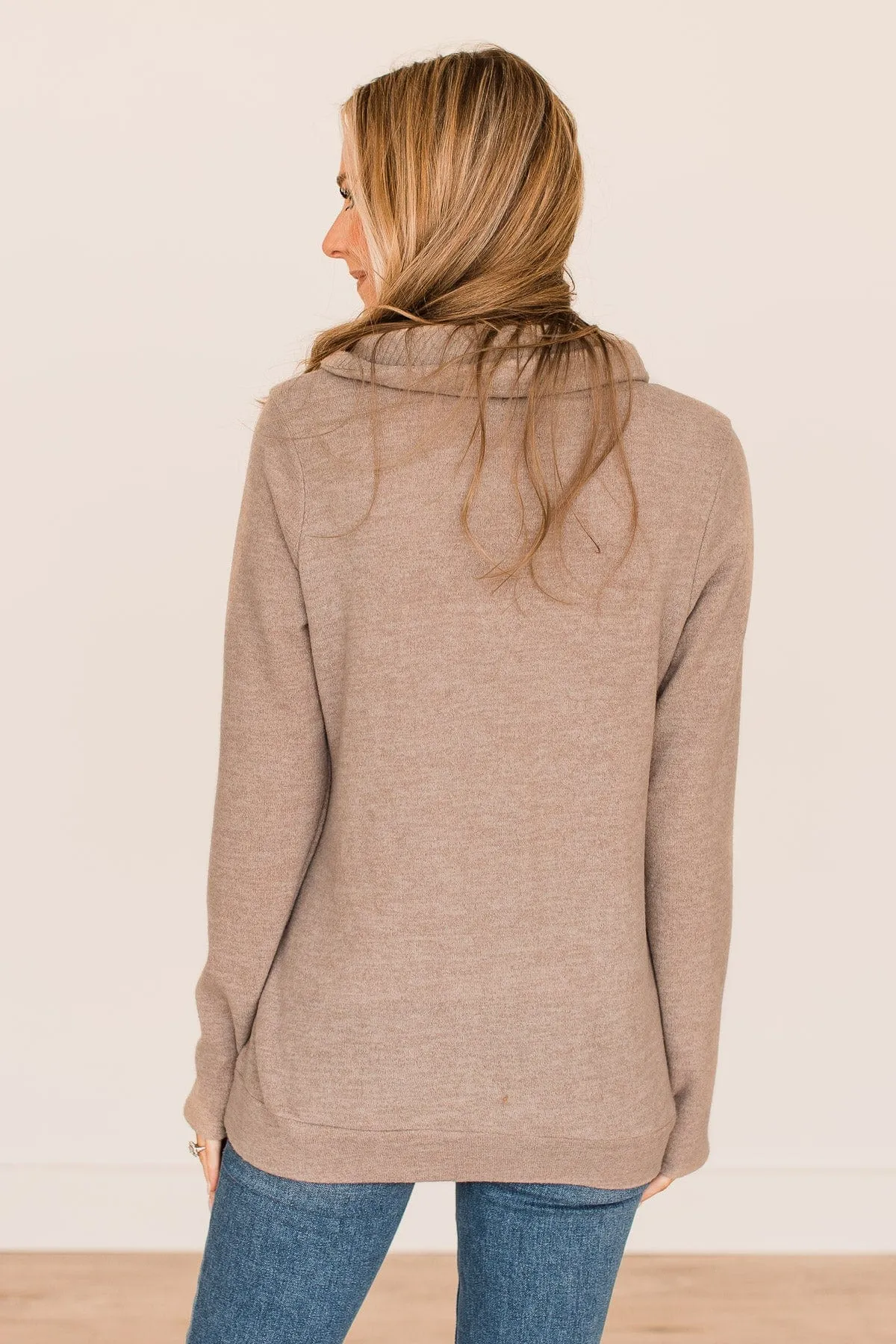 Searching For You Cowl Neck Top- Taupe