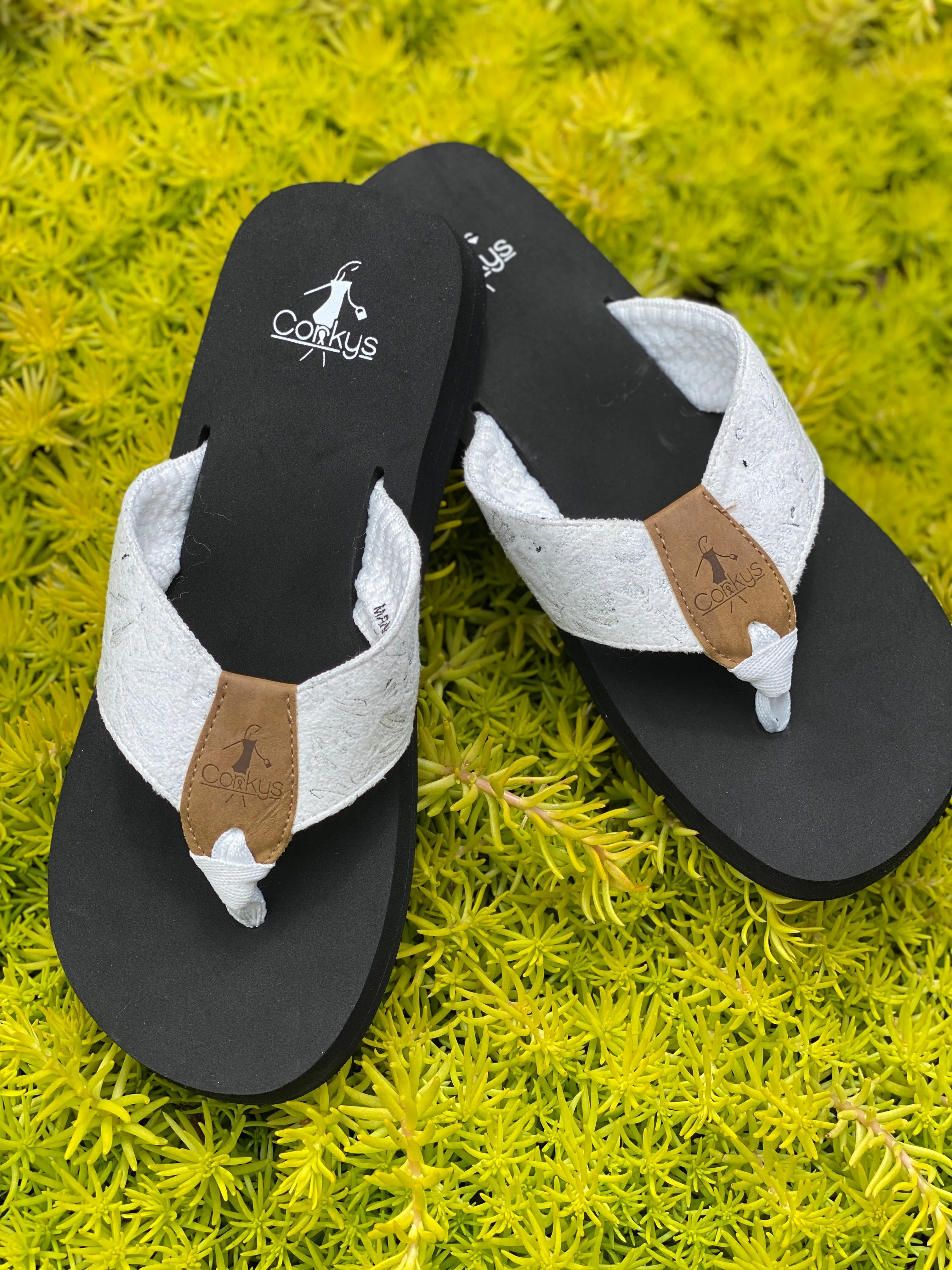 Shaded White Flip Flops