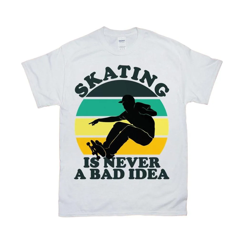 Skating Is Never A Bad Idea | Male Skateboard | Retro Sunset T-Shirts