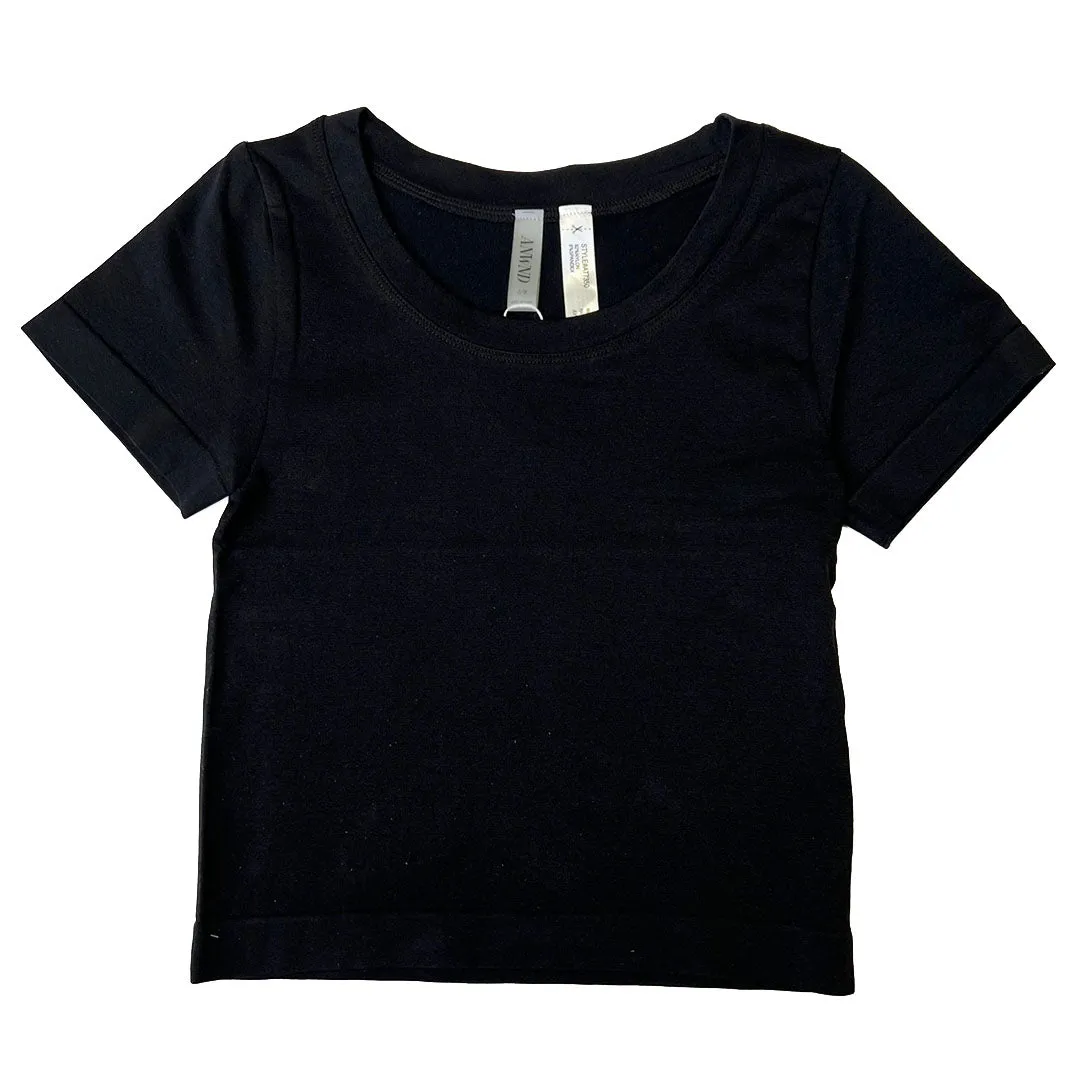 Solid Short Sleeve Crop Top T-Shirt