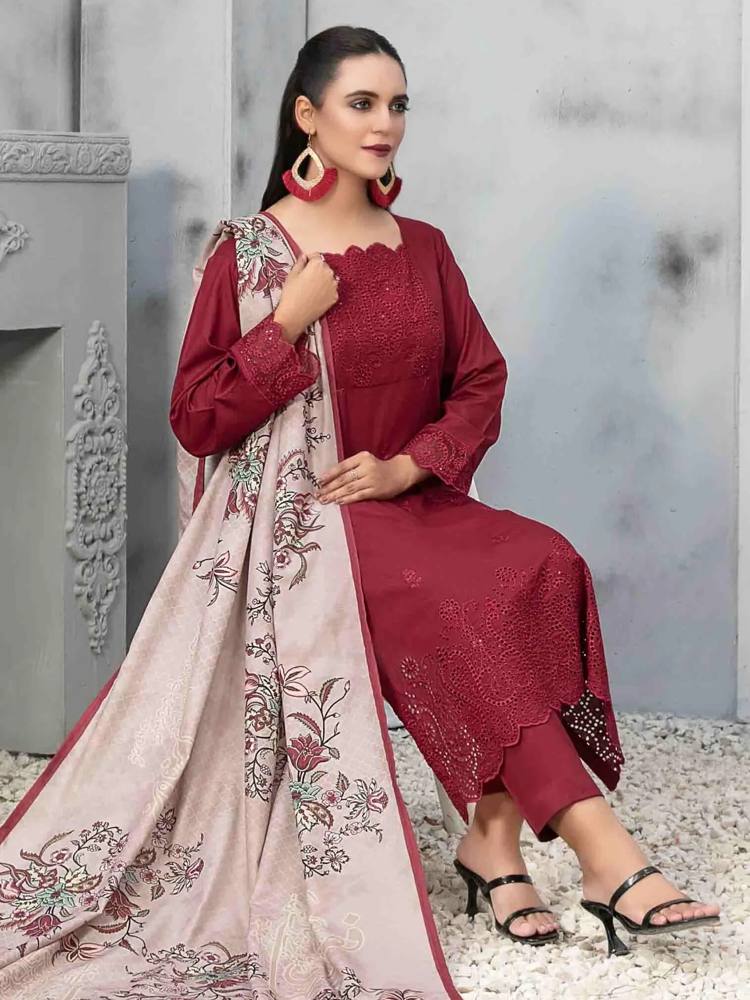 Tawakkal Fabrics Dastaan Unstitched Embroidered Staple 3Pc Suit D-9848