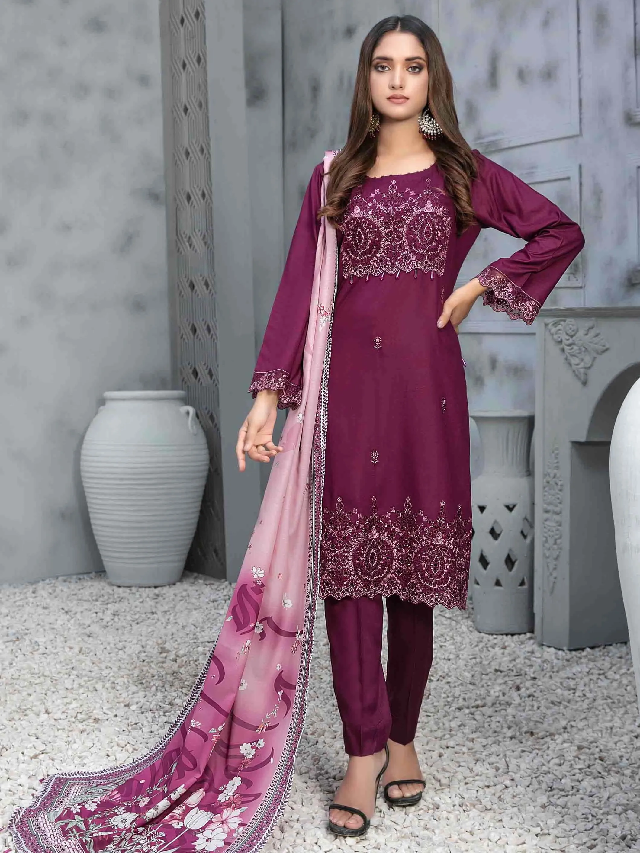 Tawakkal Fabrics Dastaan Unstitched Embroidered Staple 3Pc Suit D-9854