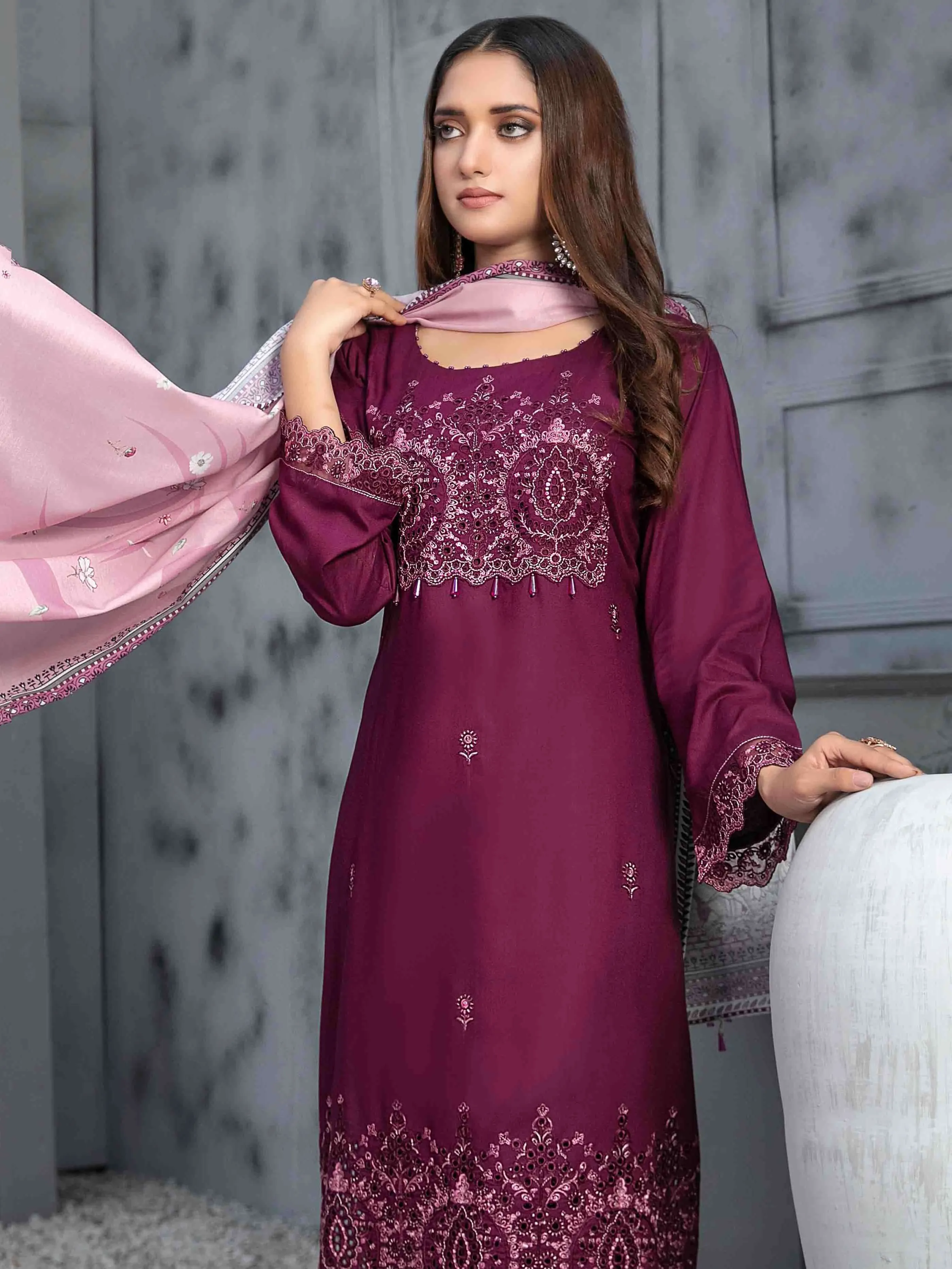 Tawakkal Fabrics Dastaan Unstitched Embroidered Staple 3Pc Suit D-9854