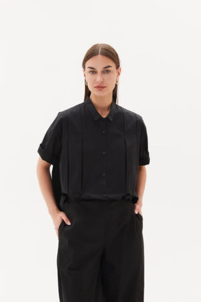 Tirelli - Inverted Pleat Detail Shirt - Black