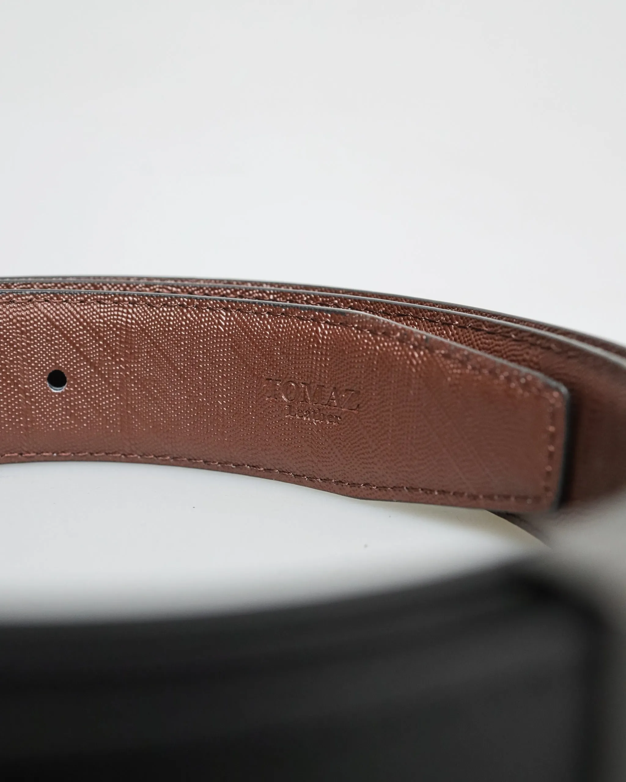 Tomaz AB137 Men's Split Leather Belt (Black/Brown)