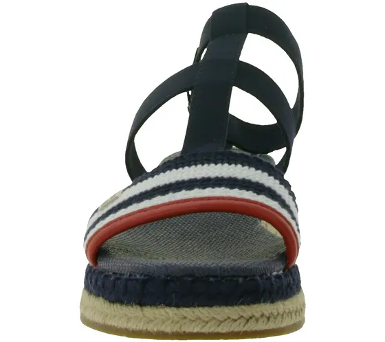 TOMMY HILFIGER women's wedge sandals with raffia details summer shoes FW0FW07272 DW6 dark blue