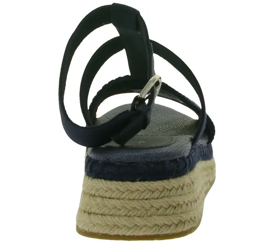 TOMMY HILFIGER women's wedge sandals with raffia details summer shoes FW0FW07272 DW6 dark blue