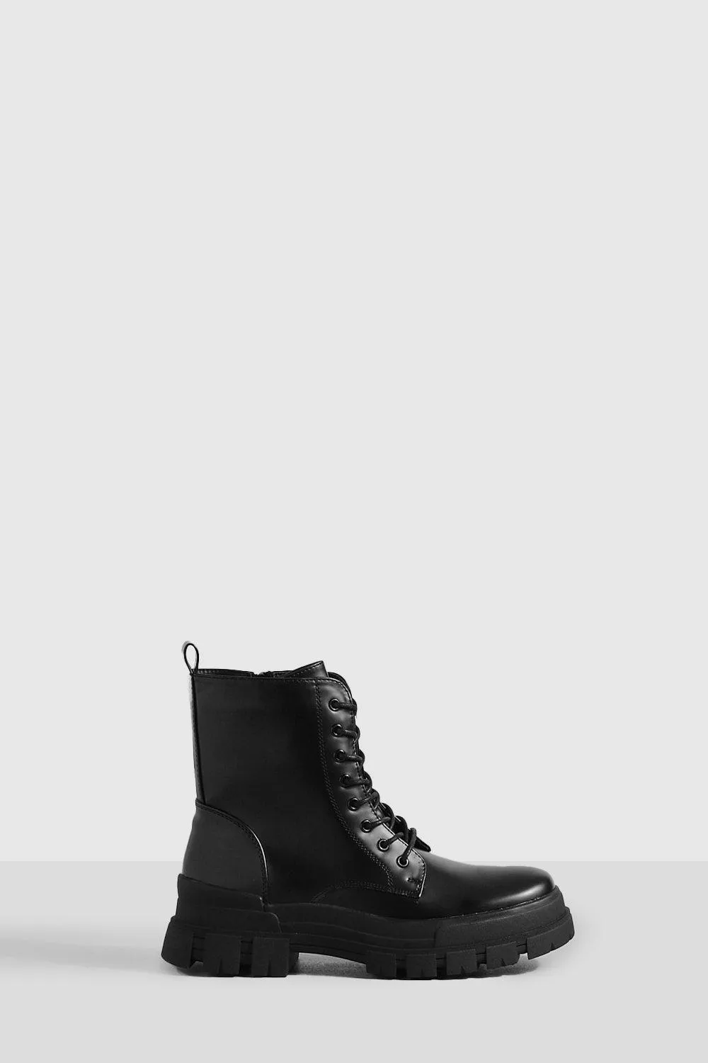 Waved Sole Lace Up Combat Boots