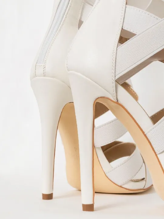 White Stappy Stiletto Sandals