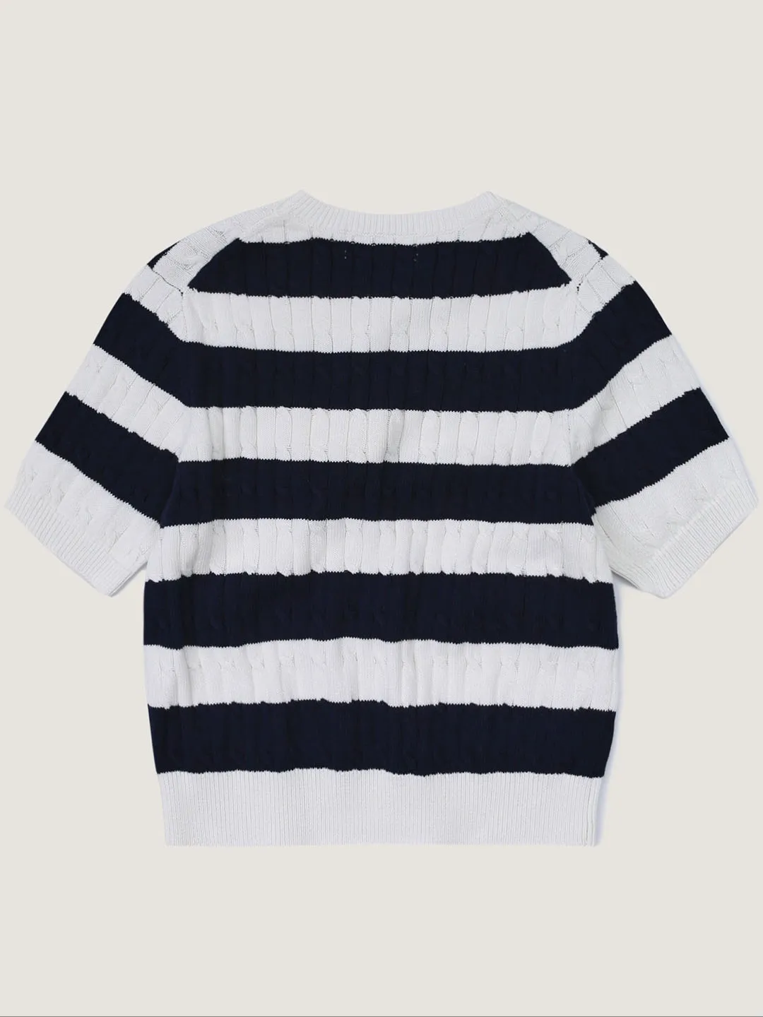 WHO.A.U  |Steve Striped Short Sleeve Sweater (2Colors)  WHKAD2412F