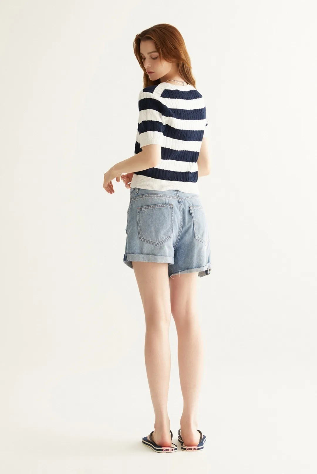 WHO.A.U  |Steve Striped Short Sleeve Sweater (2Colors)  WHKAD2412F