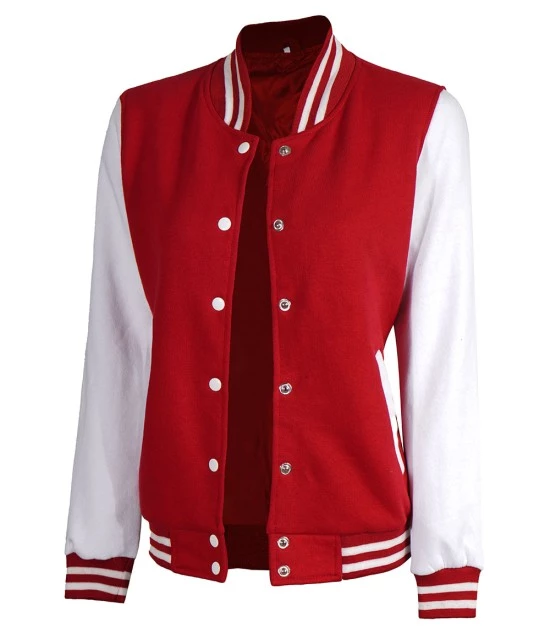 Women's Red and White Varsity Jacket - High School Letterman