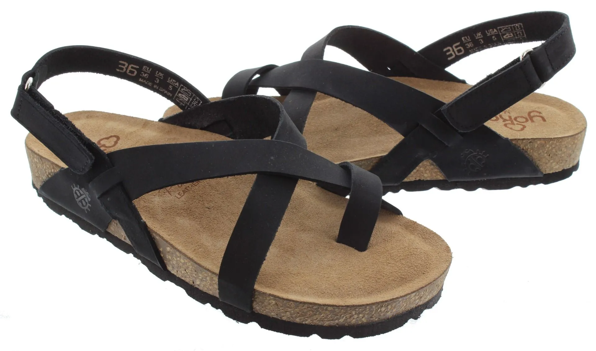 YOKONO Ladies Jerba 718 Toe Post Sandals In Black