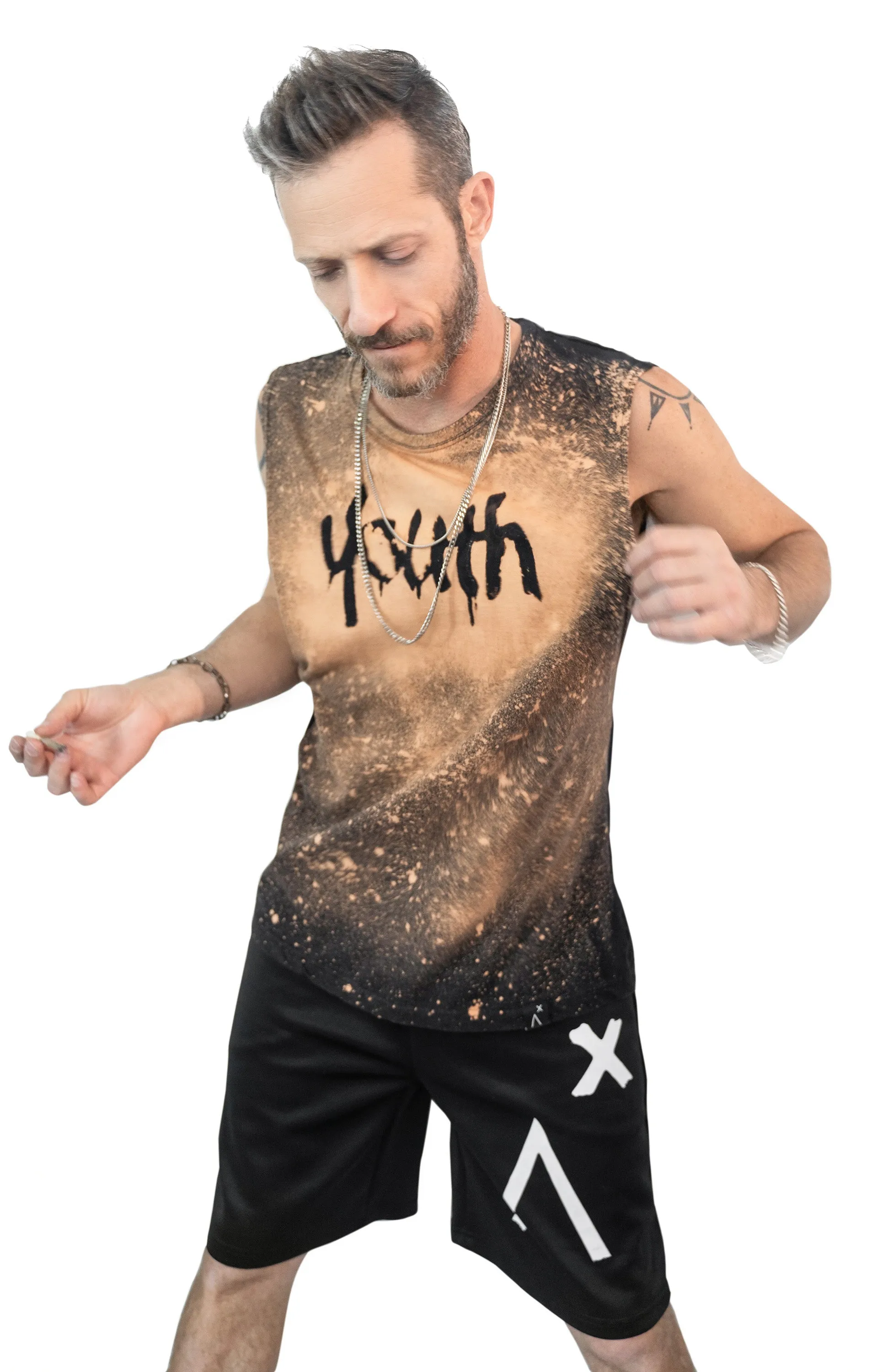 Youth bleached splatter muscle tank top | Relaxed fit Unisex