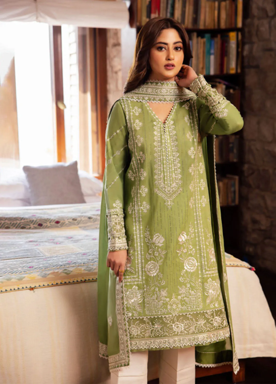 Zaha By Khadija Shah Embroidered Lawn 3 Piece Unstitched Suit ZH24EL D-8A